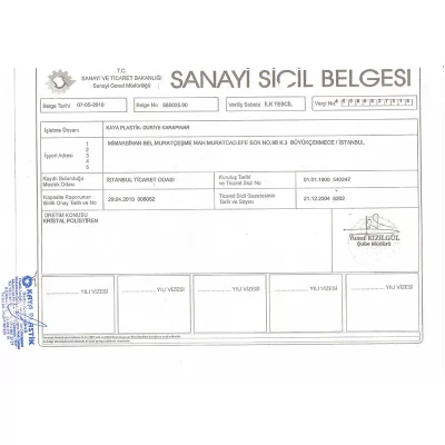 SANAYİ SİCİL BELGESİ
